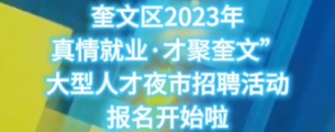 奎文区2023年 真情就业·才聚奎文 大型人才夜市招聘活动 报名开始啦