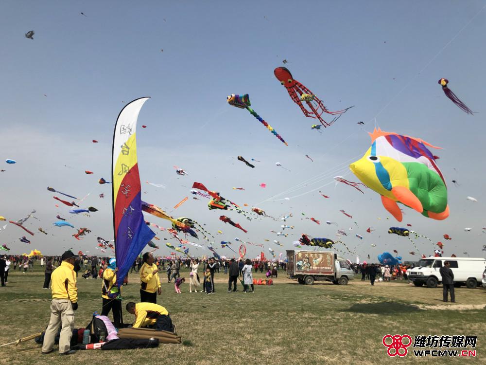 天空竞技惹人眼!潍坊传媒网带您直击超酷风筝会放飞现场