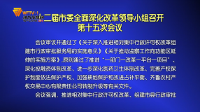 十二届市委全面深化改革领导小组召开第十五次会议